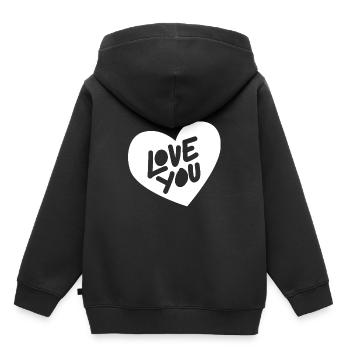 Herz mit Lieb dich Geschenk Geschenkidee - Kinder Premium Organic Hoodie - Schwarz - Hinten - AI Model Kid Male (0cm)