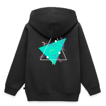 Formes de triangles typiques des années 80 - Sweat Premium à capuche enfant bio - noir - Dos - AI Model Kid Male (0cm)