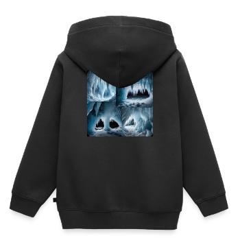 Grotte de glace - Sweat Premium à capuche enfant bio - noir - Dos - AI Model Kid Male (0cm)
