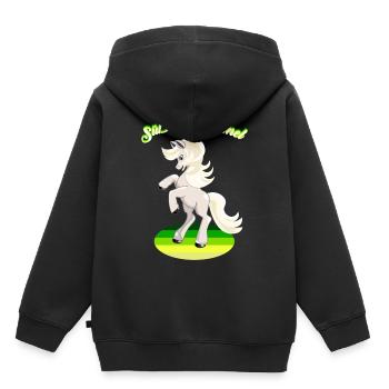 Schimmel süßes Pferd weißes Pferdchen Reiterhof - Kinder Premium Organic Hoodie - Schwarz - Hinten - AI Model Kid Male (0cm)