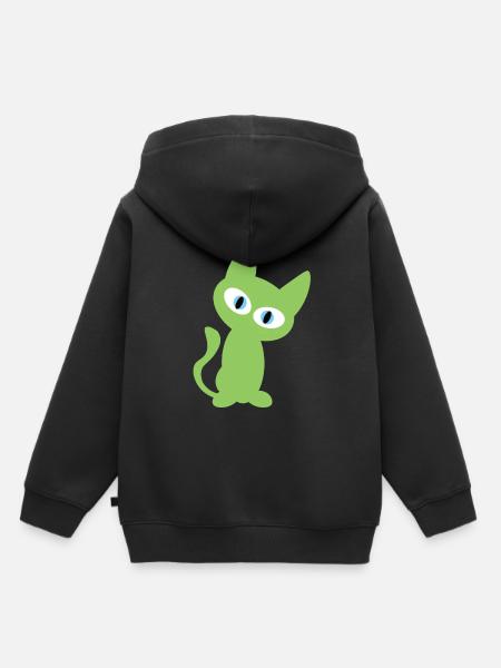 Grüne Katze Design - Kinder Premium Organic Hoodie - Schwarz