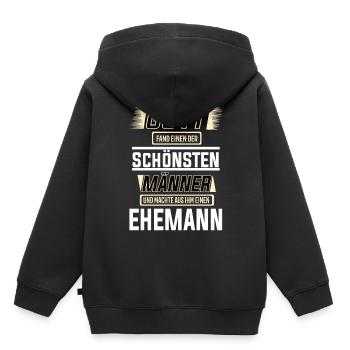 Ehemann einer der schönsten Männer der Welt - Kinder Premium Organic Hoodie - Schwarz - Hinten - AI Model Kid Male (0cm)