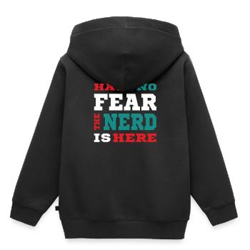 N’ayez pas peur que le nerd soit là - Nerdy Design - Sweat Premium à capuche enfant bio - noir - Dos - AI Model Kid Male (0cm)