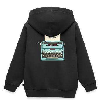 Machine à écrire - écrivain - Sweat Premium à capuche enfant bio - noir - Dos - AI Model Kid Male (0cm)