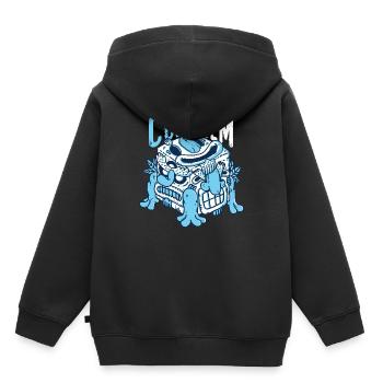 Résumé des cubes totémiques - Sweat Premium à capuche enfant bio - noir - Dos - AI Model Kid Male (0cm)