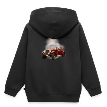 Voitures de pompiers voitures anciennes - Sweat Premium à capuche enfant bio - noir - Dos - AI Model Kid Male (0cm)