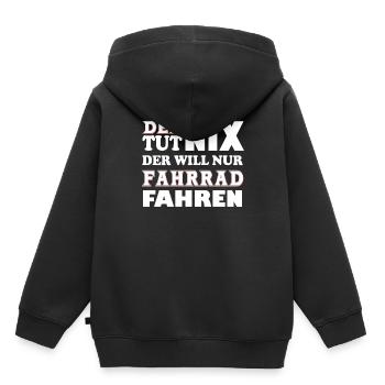He doesn't do anything - Kids Premium Organic Hoodie - black - Back - AI Model Kid Male (0cm)