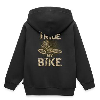 Ride my bike - Sweat Premium à capuche enfant bio - noir - Dos - AI Model Kid Male (0cm)