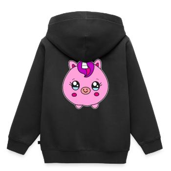 Kleines rundes Einhorn Schwein Kinder Geschenk - Kinder Premium Organic Hoodie - Schwarz - Hinten - AI Model Kid Male (0cm)