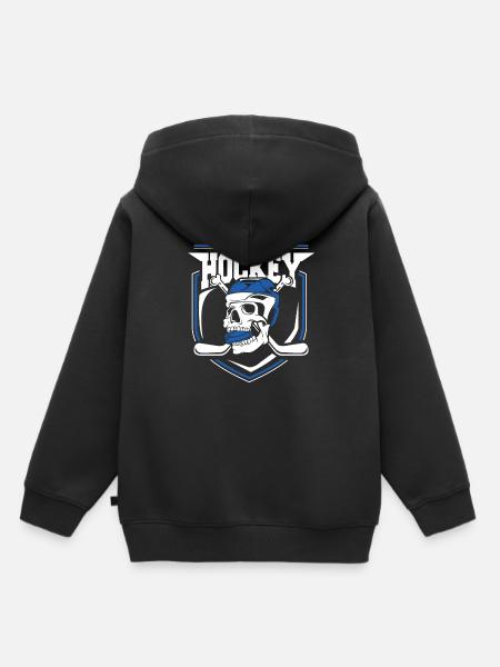 Eishockey Schläger Retro Schädel Geschenk - Premium børne hættetrøje økologisk - sort