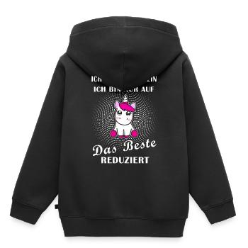 Einhorn auf das beste reduziert cooler Spruch - Kinder Premium Organic Hoodie - Schwarz - Hinten - AI Model Kid Male (0cm)