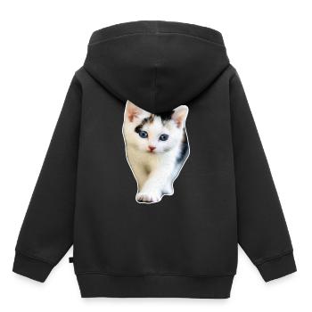 Katze Kätzchen süße Mietzekatze Geschenkidee - Kinder Premium Organic Hoodie - Schwarz - Hinten - AI Model Kid Male (0cm)