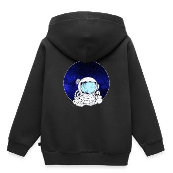 Cadeau enfant astronaute dans l'espace - Sweat Premium à capuche enfant bio - noir - Dos - AI Model Kid Male (0cm)