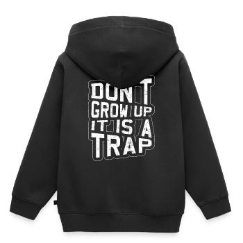 Ne grandis pas Drôle cadeau d’anniversaire - Sweat Premium à capuche enfant bio - noir - Dos - AI Model Kid Male (0cm)