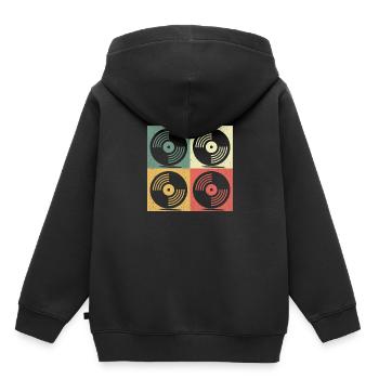 Disque vinyle vinyles cadeau rétro - Sweat Premium à capuche enfant bio - noir - Dos - AI Model Kid Male (0cm)