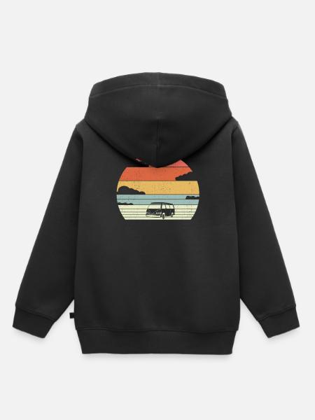 Retro Campervan Vintage Caravan Camping Van - Kinder Premium Organic Hoodie - Schwarz