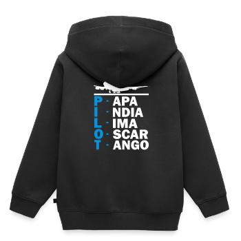Flugzeug Pilot Geschenk I Flugsport Flieger - Kinder Premium Organic Hoodie - Schwarz - Hinten - AI Model Kid Male (0cm)