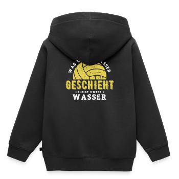 Wasserball - Kinder Premium Organic Hoodie - Schwarz - Hinten - AI Model Kid Male (0cm)
