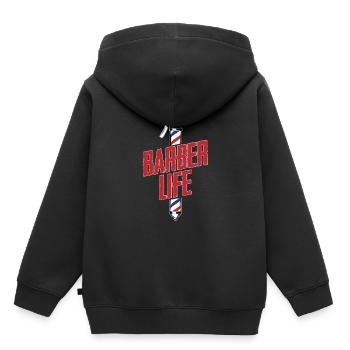 Barber Barbershop Barber Barbe - Sweat Premium à capuche enfant bio - noir - Dos - AI Model Kid Male (0cm)