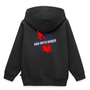 Barber Barbershop Barber Barbe - Sweat Premium à capuche enfant bio - noir - Dos - AI Model Kid Male (0cm)