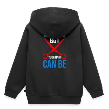 Barber Barbershop Barber Barbe - Sweat Premium à capuche enfant bio - noir - Dos - AI Model Kid Male (0cm)