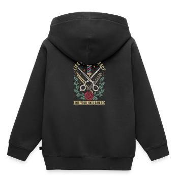 Barber Barbershop Barber Barbe - Sweat Premium à capuche enfant bio - noir - Dos - AI Model Kid Male (0cm)