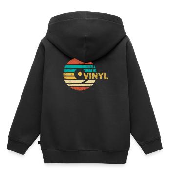 Disque vinyle - Sweat Premium à capuche enfant bio - noir - Dos - AI Model Kid Male (0cm)