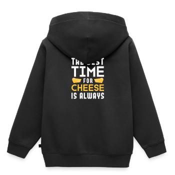 Plateau de fromages Fromages Fromages laitiers - Sweat Premium à capuche enfant bio - noir - Dos - AI Model Kid Male (0cm)