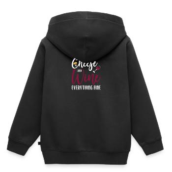 Plateau de fromages Fromages Fromages laitiers - Sweat Premium à capuche enfant bio - noir - Dos - AI Model Kid Male (0cm)