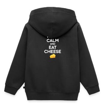 Plateau de fromages Fromages Fromages laitiers - Sweat Premium à capuche enfant bio - noir - Dos - AI Model Kid Male (0cm)