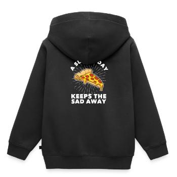 Pizza pizzeria fabricant de pizza - Sweat Premium à capuche enfant bio - noir - Dos - AI Model Kid Male (0cm)