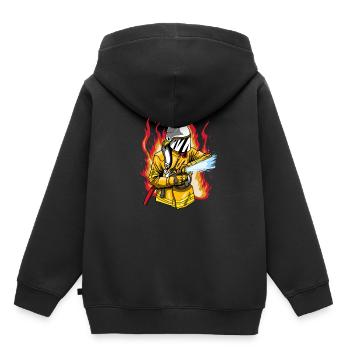 Pompier pompier pompier - Sweat Premium à capuche enfant bio - noir - Dos - AI Model Kid Male (0cm)