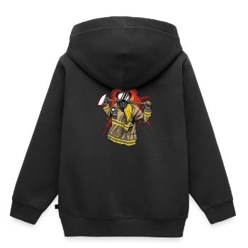Pompier pompier pompier - Sweat Premium à capuche enfant bio - noir - Dos - AI Model Kid Male (0cm)