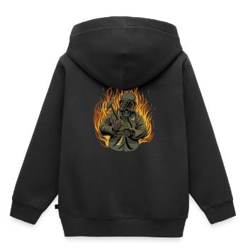 Pompier pompier pompier - Sweat Premium à capuche enfant bio - noir - Dos - AI Model Kid Male (0cm)