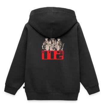 Pompier pompier pompier - Sweat Premium à capuche enfant bio - noir - Dos - AI Model Kid Male (0cm)