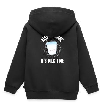 Lait au lait cru au lait entier - Sweat Premium à capuche enfant bio - noir - Dos - AI Model Kid Male (0cm)