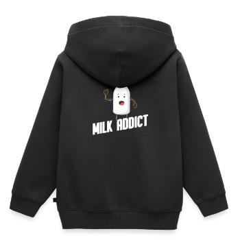 Lait au lait cru au lait entier - Sweat Premium à capuche enfant bio - noir - Dos - AI Model Kid Male (0cm)