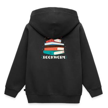 Bookworm book reading bookworm - Kids Premium Organic Hoodie - black - Back - AI Model Kid Male (0cm)