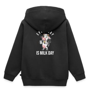 Lait au lait cru au lait entier - Sweat Premium à capuche enfant bio - noir - Dos - AI Model Kid Male (0cm)