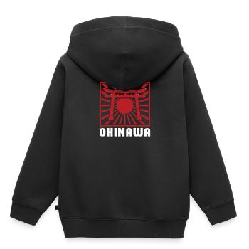 Art japonais Okinawa Japon - Sweat Premium à capuche enfant bio - noir - Dos - AI Model Kid Male (0cm)