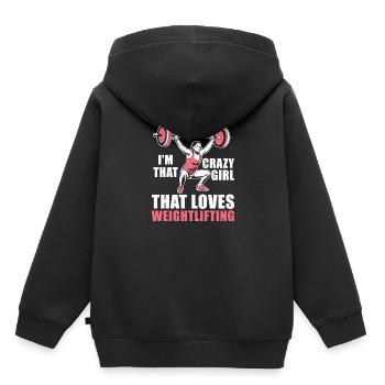 Haltérophile Haltères Long - Sweat Premium à capuche enfant bio - noir - Dos - AI Model Kid Male (0cm)
