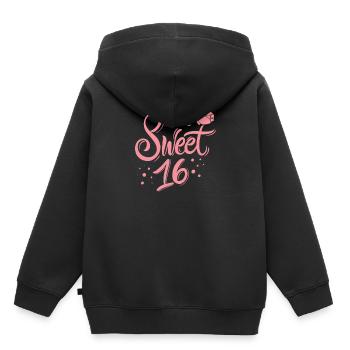 Sweet 16e anniversaire - Sweat Premium à capuche enfant bio - noir - Dos - AI Model Kid Male (0cm)