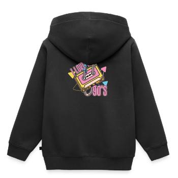 Retro 90s Ära Vintage Neunziger 90er - Kinder Premium Organic Hoodie - Schwarz - Hinten - AI Model Kid Male (0cm)
