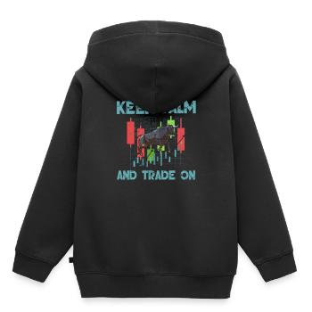 Stock Day Trading Bourse Forex Actions Trader - Sweat Premium à capuche enfant bio - noir - Dos - AI Model Kid Male (0cm)