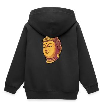 Bouddha bouddhiste bouddhisme - Sweat Premium à capuche enfant bio - noir - Dos - AI Model Kid Male (0cm)