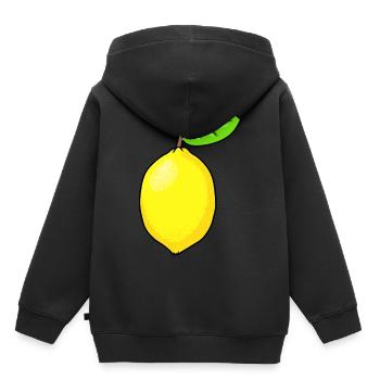 citron acide émotion émotion fruit citron - Sweat Premium à capuche enfant bio - noir - Dos - AI Model Kid Male (0cm)