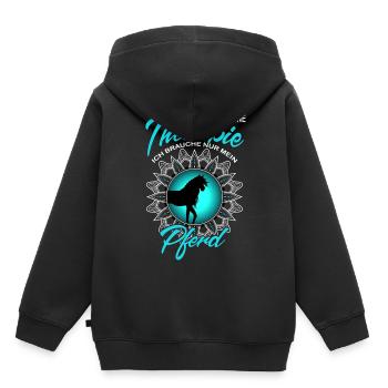 Pferdespruch Reiterspruch Pferd Therapie - Kinder Premium Organic Hoodie - Schwarz - Hinten - AI Model Kid Male (0cm)