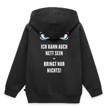 Ich Kann Auch Nett Sein – Bringt Nur Nichts! - Kinder Premium Organic Hoodie - Schwarz - Hinten - AI Model Kid Male (0cm)
