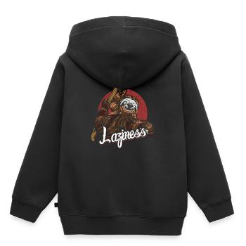 Faultier Faultiere Faulheit Geschenk Idee - Kinder Premium Organic Hoodie - Schwarz - Hinten - AI Model Kid Male (0cm)
