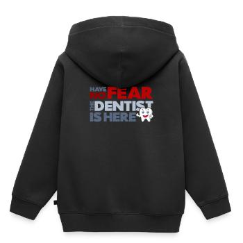 Der Zahnarzt ist hier - Kinder Premium Organic Hoodie - Schwarz - Hinten - AI Model Kid Male (0cm)